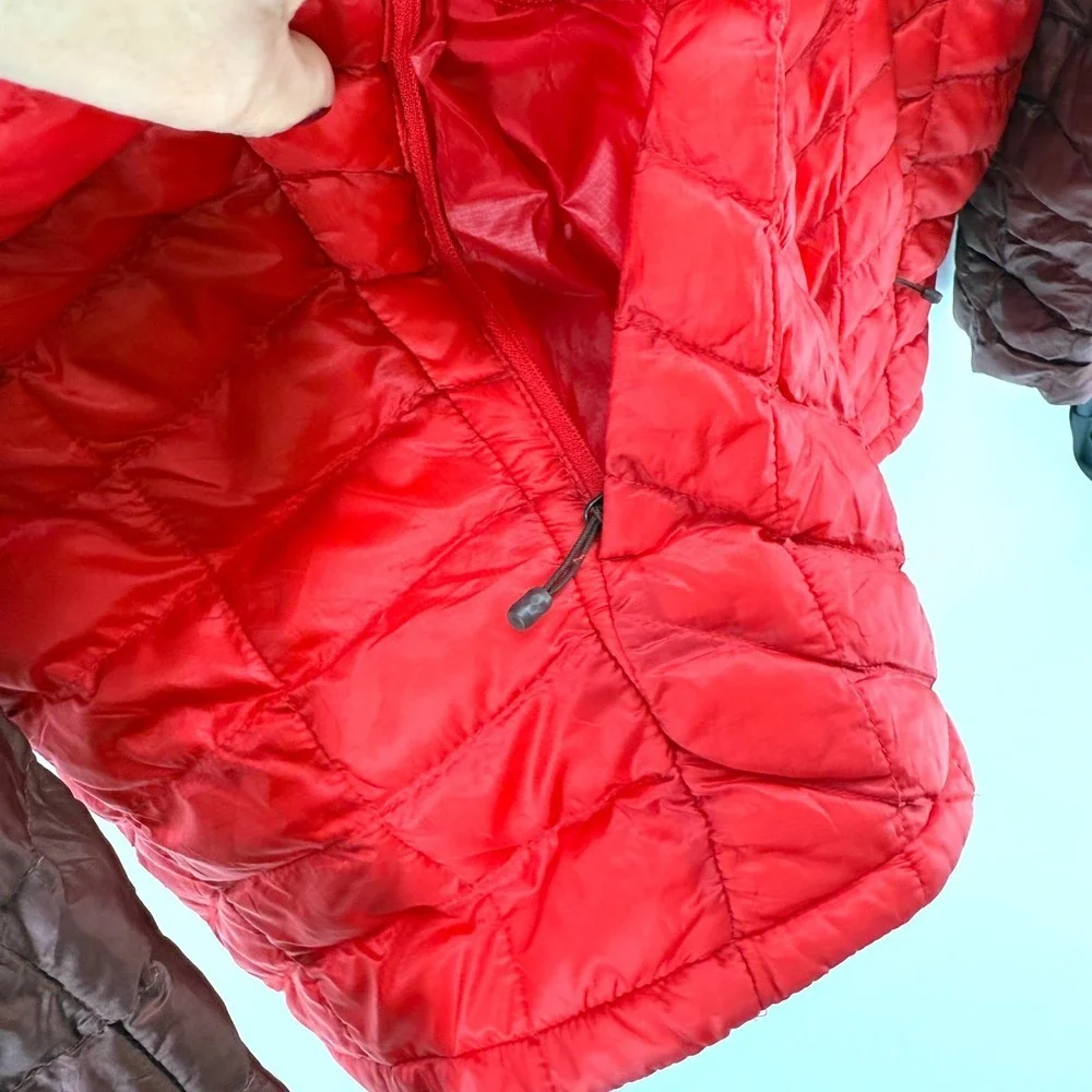The North Face Thermoball Mens XXL Pre-Owned‎ Hooded Puffer Jacket Red Brown